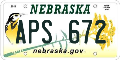 NE license plate APS672