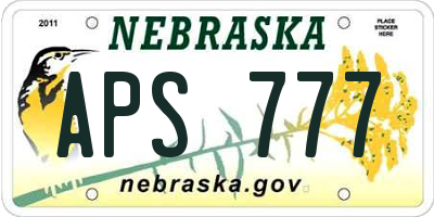 NE license plate APS777