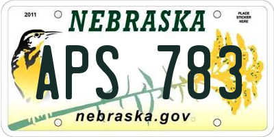 NE license plate APS783