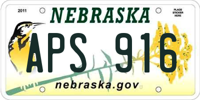 NE license plate APS916