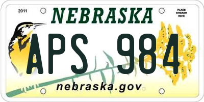 NE license plate APS984