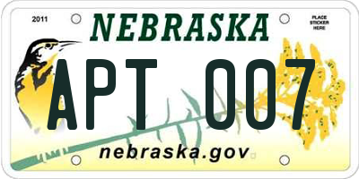 NE license plate APT007