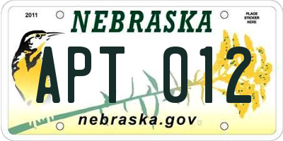 NE license plate APT012
