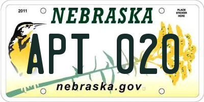 NE license plate APT020