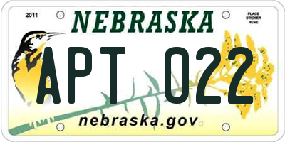 NE license plate APT022