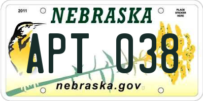 NE license plate APT038