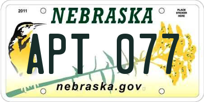 NE license plate APT077