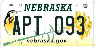 NE license plate APT093