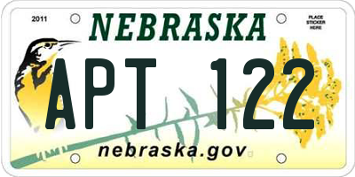 NE license plate APT122