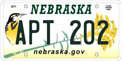 NE license plate APT202