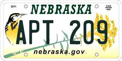 NE license plate APT209