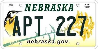 NE license plate APT227