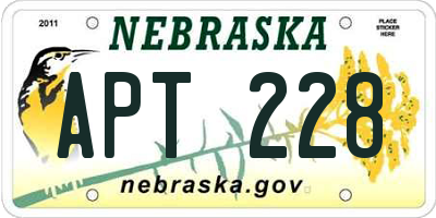 NE license plate APT228