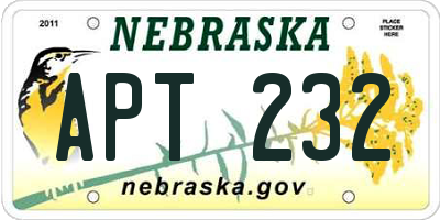 NE license plate APT232
