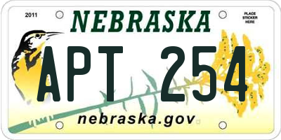 NE license plate APT254