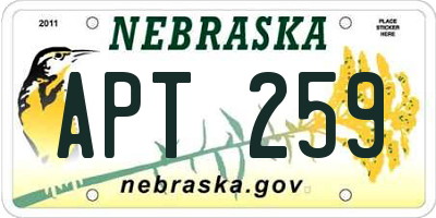 NE license plate APT259