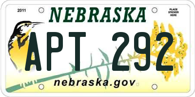 NE license plate APT292