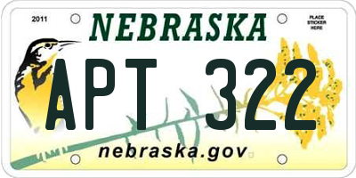 NE license plate APT322