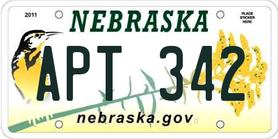 NE license plate APT342