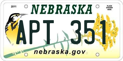 NE license plate APT351