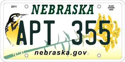 NE license plate APT355