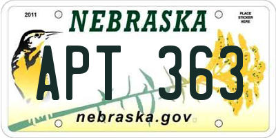 NE license plate APT363