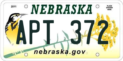 NE license plate APT372