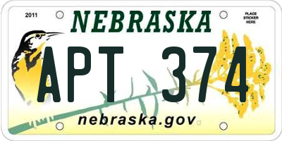 NE license plate APT374