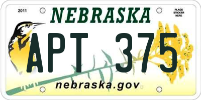 NE license plate APT375