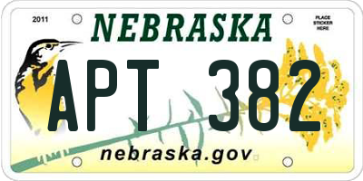 NE license plate APT382