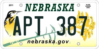 NE license plate APT387