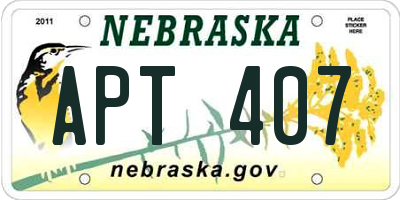 NE license plate APT407