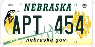 NE license plate APT454
