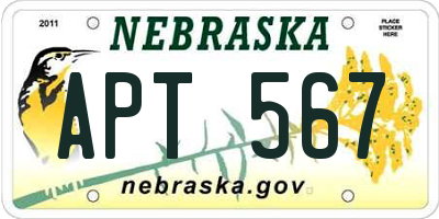 NE license plate APT567
