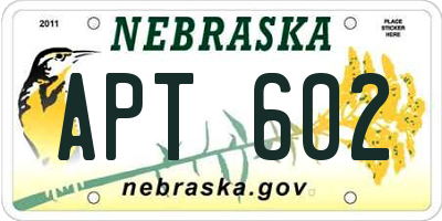 NE license plate APT602