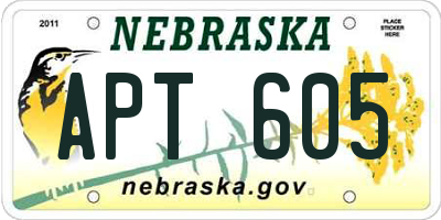 NE license plate APT605