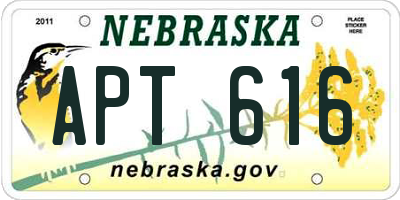 NE license plate APT616