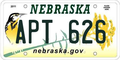 NE license plate APT626