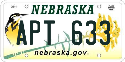 NE license plate APT633