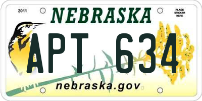 NE license plate APT634