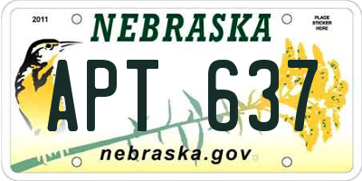 NE license plate APT637