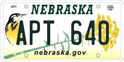 NE license plate APT640