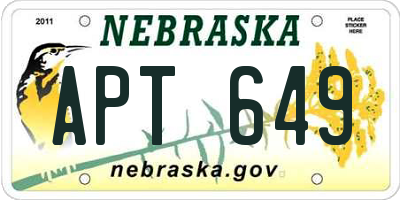 NE license plate APT649