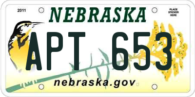 NE license plate APT653