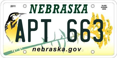 NE license plate APT663