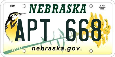 NE license plate APT668