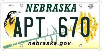 NE license plate APT670