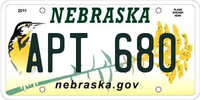 NE license plate APT680