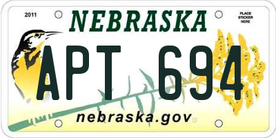 NE license plate APT694
