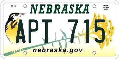 NE license plate APT715